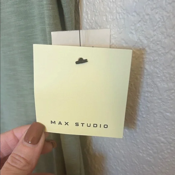Max Studio Sage Green Short Sleeve Pocket Tee - Picture 3 of 7